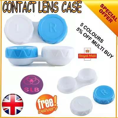 Contact Lens Case Storage Soaking Mini Travel Eye Care L/R Marked Choose Colour • £2.25