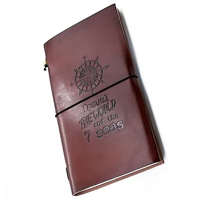 TRAVEL THE WORLD & THE 7 SEAS - Hand Made Leather Journal Notebook Adventures • £12.95