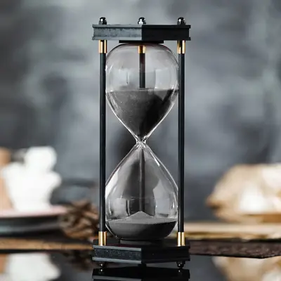 Large Hourglass Timer 60 Minute Decorative Hexagon Frame Sandglass With Black S • $40.95