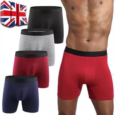 4Pack Soft Men Underwear Mid-Waist Long Leg Panties Boxers Shorts Trunk Sport~ • £3.55