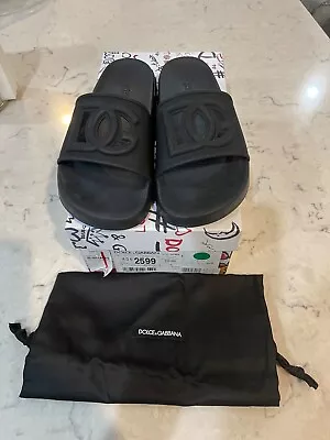 Dolce & Gabbana Black Logo Cut Out Rubber Pool Slides SIZE 7 • $150