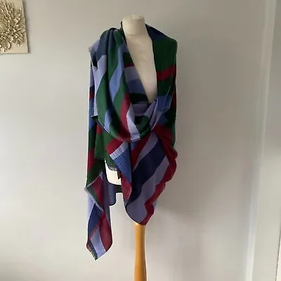 Marks & Spencer Green Blue Red Large Scarf Pashmina 185 X 100cm BNWT RRP £22.50 • £1.99