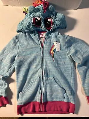 My Little Pony 2016  Rainbow Dash” Zip Up Zipper Hoodie Sweatshirt Child M 7/8 • $19.99