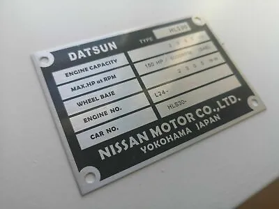 Datsun 240z Vintage Vin Plate Datsun 240Z & 280Z  Chassis Plate Blank • $39.99