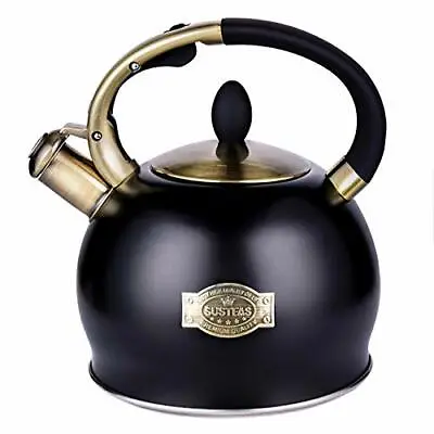 £56.15 • Buy Susteas Stove Top Whistling Tea Kettle Surgical Stainless Steel Teapot 3L Black
