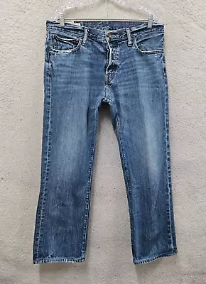 Abercrombie Fitch Men Jeans 33x32 Blue 100% Cotton Low Rise Slim Straight Denim • $14.39