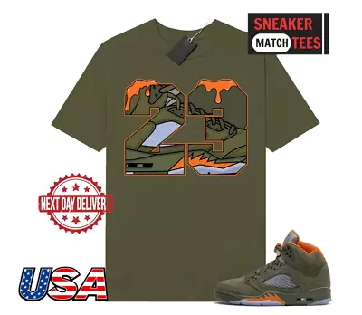 Jordan 5 Olive Green Match Sneaker Match Tees Olive  23 Drip  • $22.99