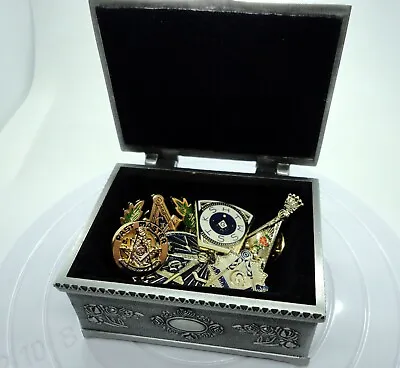 Unusual Freemason Pin Badge Bundle X 6 Pieces Includes Metal Box Gift Idea Mason • £29.99