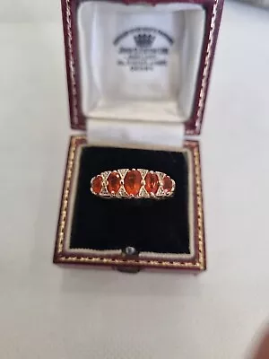 9ct /375 Fire Opal & Diamond Ring Size • £189.99