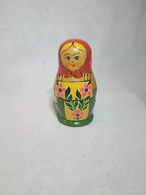 Vintage Wooden Hand Painted Russian Set Of 4 Stacking Nesting Dolls • $18