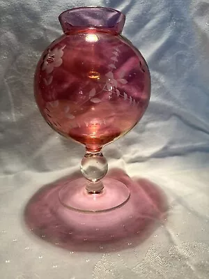 Vintage Purple Pink Etched Globe Votive Candle Holder Hurricane 7 3/4” • $12.95