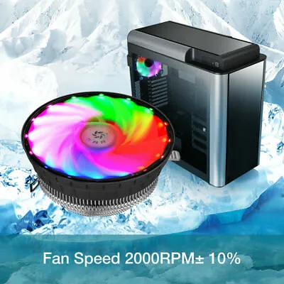 RGB LED CPU Cooler Fan Heatsink For Intel 1156/1155/1151/1150 /775 AMD AM3+ AM2+ • £9.99