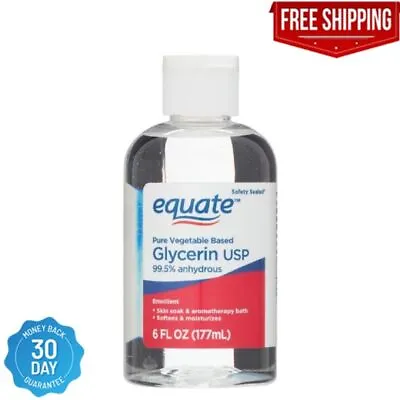 EQUATE PURE VEGETABLE BASED GLYCERIN USP 99.5% ANHYDROUS 6.oz Free Shipping • $11.41