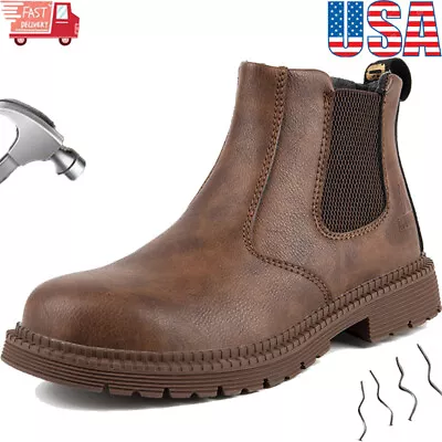 Waterproof Boots For Mens Work Shoes Steel Toe Shoes Puncture-Proof Safety Shoes • $43.23