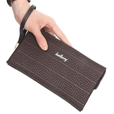 Business Men's Leather Clutch Wallet Handbag Long Purse Zipper Card Holder Bag • $0.01