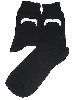 White Mexican Style Moustache On Black Socks Great Novelty Gift • $5.44