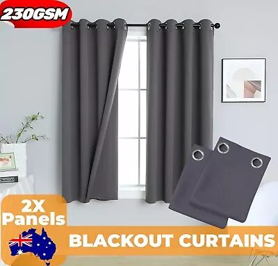 100% Blockout Curtains Blackout Eyelet 3 Layers Curtain Draperies Window Bedroom • $29.50