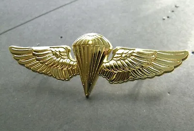 Paratrooper Navy Marines Gold Colored Jump Wings Lapel Pin Badge 2.8 Inches • $7.94