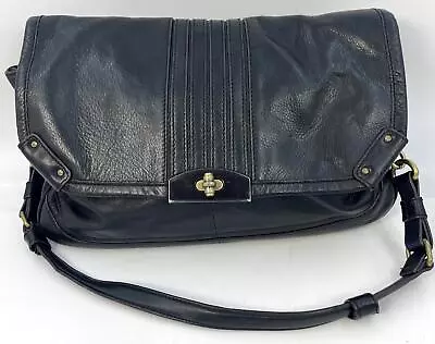 B. Makowsky Women's Black Leather Flap Shoulder Handbag • $53.12