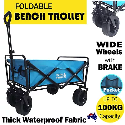 Collapsible Folding Outdoor Beach Trolley Utility Wagon Camp Cart 96 X 59 X 98cm • $141