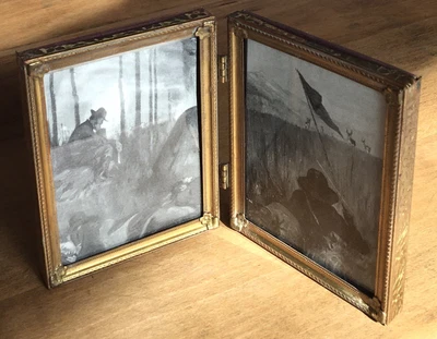 £32 • Buy Double Picture Frame Brass Folding Vintage Photo Free Standing Retro Charming