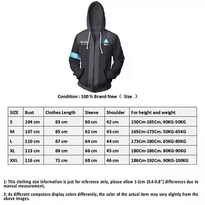 Detroit Become Human 3D Hoodie Sweater Jacket Sweatshirt Cosplay Costume HG5 • $20.78