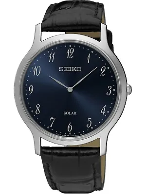 SEIKO SUP861P1Men's Solar QuartzSilver ToneStainlessLeather StrapWRSUP861 • $119.98