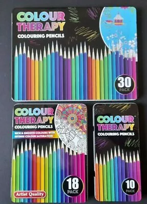 10 18 30 Premium Adult Colouring Pencils  Artists Quality Colour Therapy In Tin • £2.75