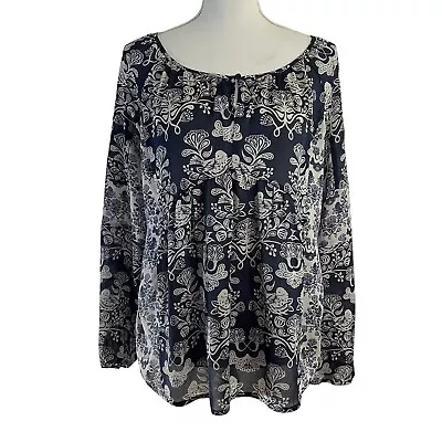 Princess Vera Wang Floral Birds Blue And Tan Keyhole Neckline Size Medium Nature • $16.90