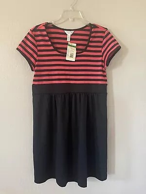 Three Seasons Maternity Dress Salmon & Black Striped Print SZ-L NWT • $17.48