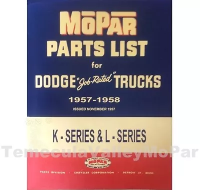 Illustrated MoPar Parts Manual For 1957-1958 Dodge Trucks • $110.88