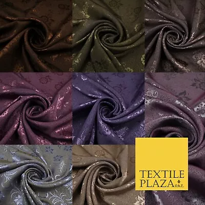 8 COLOURS - Premium Floral Leafy Tonal Satin Jacquard Dress Fabric 58  Wide • £8.99