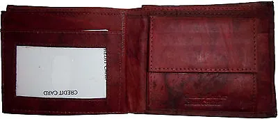 Men's Leather Wallet Billfold Suede Lined 6 Card Spaces ID Change Purse Br New • $7.96