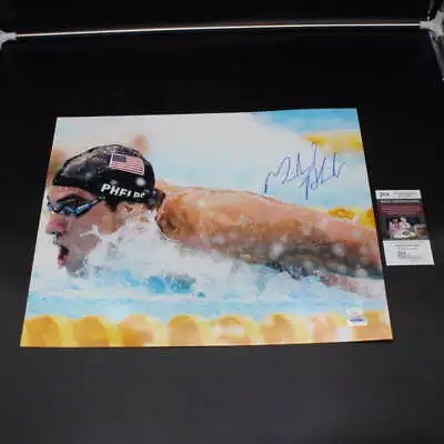 Michael Phelps Signed 16x20 Photo Olympic Swimming Autograph JSA COA ZJ9692 • $97.19