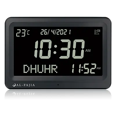 AL-FAJIA Automatic Digital 8 Azan Prayer Sounds Islamic Black Clock For USA • $54.99