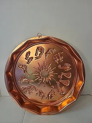  Copper Jelly Mold Embossed Astrology Zodiac Signs 12 Cups Wall Hanging • £17.36