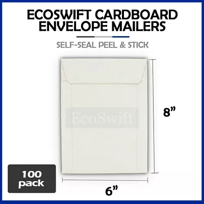 100 6  X 8  EcoSwift White CD/DVD Photo Ship Flats Cardboard Envelope Mailers • $22.99