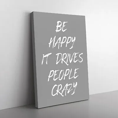 Be Happy Typography Canvas Wall Art Print Framed Picture Home Decor Living Room • £24.95