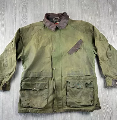 Australian Outback Collection Jacket Men XL Green Brown Waxed Oilskin Rancher • $90