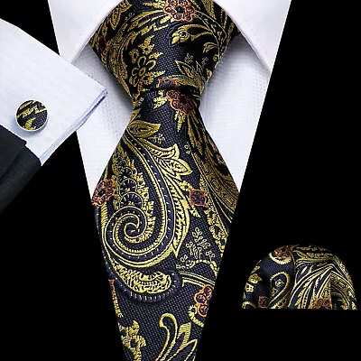 £10.99 • Buy Silk Mens Tie Set Necktie Pocket Square Cufflinks Optional Wedding Party Office