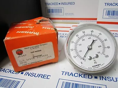 Marsh J5448 Pressure Gauge Dry 0-100PSI 1/4  NPT 2.5  NEW  D2 • $18.99