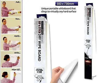 £14.24 • Buy Portable Magic Board Self Stick Cling Roll Dry Wipe Erase Reuse Tear Off Sheets