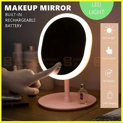 Rechargeable LED Light Cosmetic Makeup Mirror USB Touch Screen Home Desk Vanity • $19.95