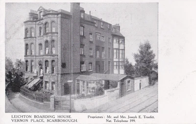 £2 • Buy C. 1906 Pc: Leighton Boarding House, Vernon Place, Scarborough, North Yorkshire