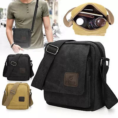 Men Portable Canvas Crossbody Bag Messenger Shoulder Pack School Satchel Vintage • $13.98