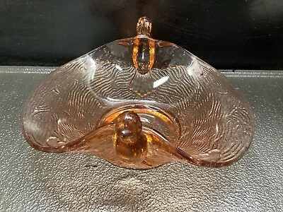 Vintage Dugan Glass Pink Pressed Glass Bowl Double Birds Flying Wings Dish 7 1/4 • $12