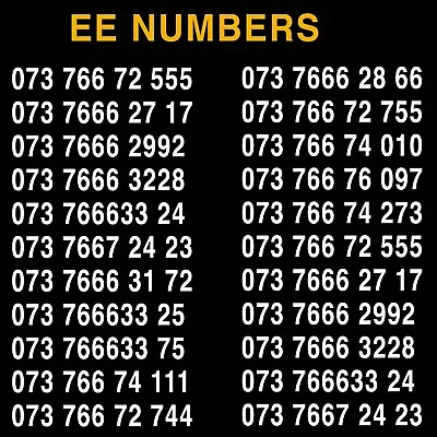 Golden Number Easy  Vip Mobile Phone Number Diamond Platinum Ee Sim Card • £9.99