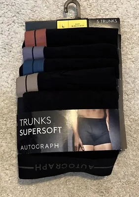 Marks & Spencer Autograph Supersoft 5pack Trunks Black Size L RRP £38 • £26.99