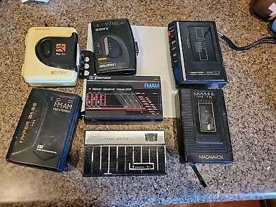 Lot 7 Vintage AM/FM Cassette Players Parts Cosplay Sony Walkman Memorex  • $39.99