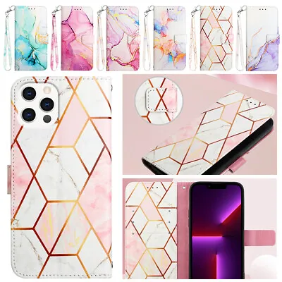 $17.26 • Buy Case Marble Leather Wallet Cover For IPhone 14 13 12 11 Pro Max XS XR 8 7 6 Plus